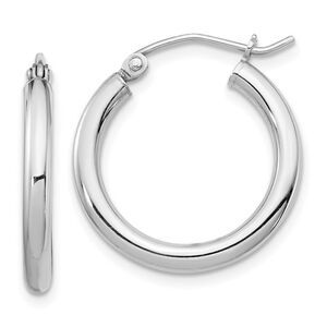 2.5mm, Sterling Silver, Classic Round Hoop Earrings - 20mm (3/4 Inch)